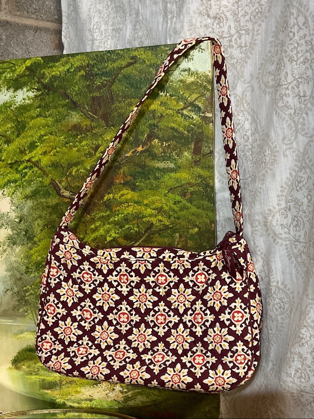 Vera Bradley Quilted Shoulder Bag in Burgundy Floral